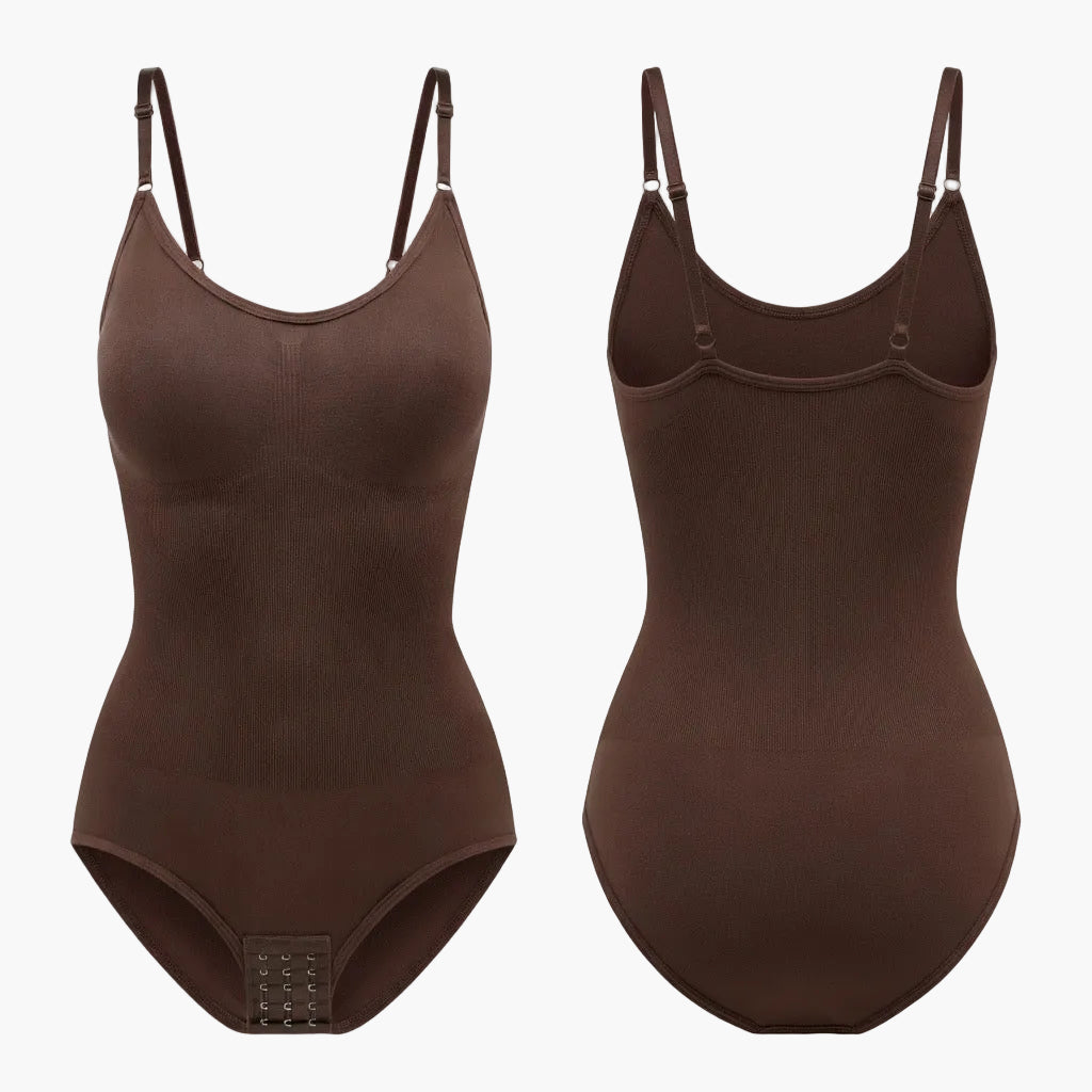 Body Silken™ Contour : décolleté en V et zone de compression, corps sculptant de la marque Silkenshape, visible sur l'image.