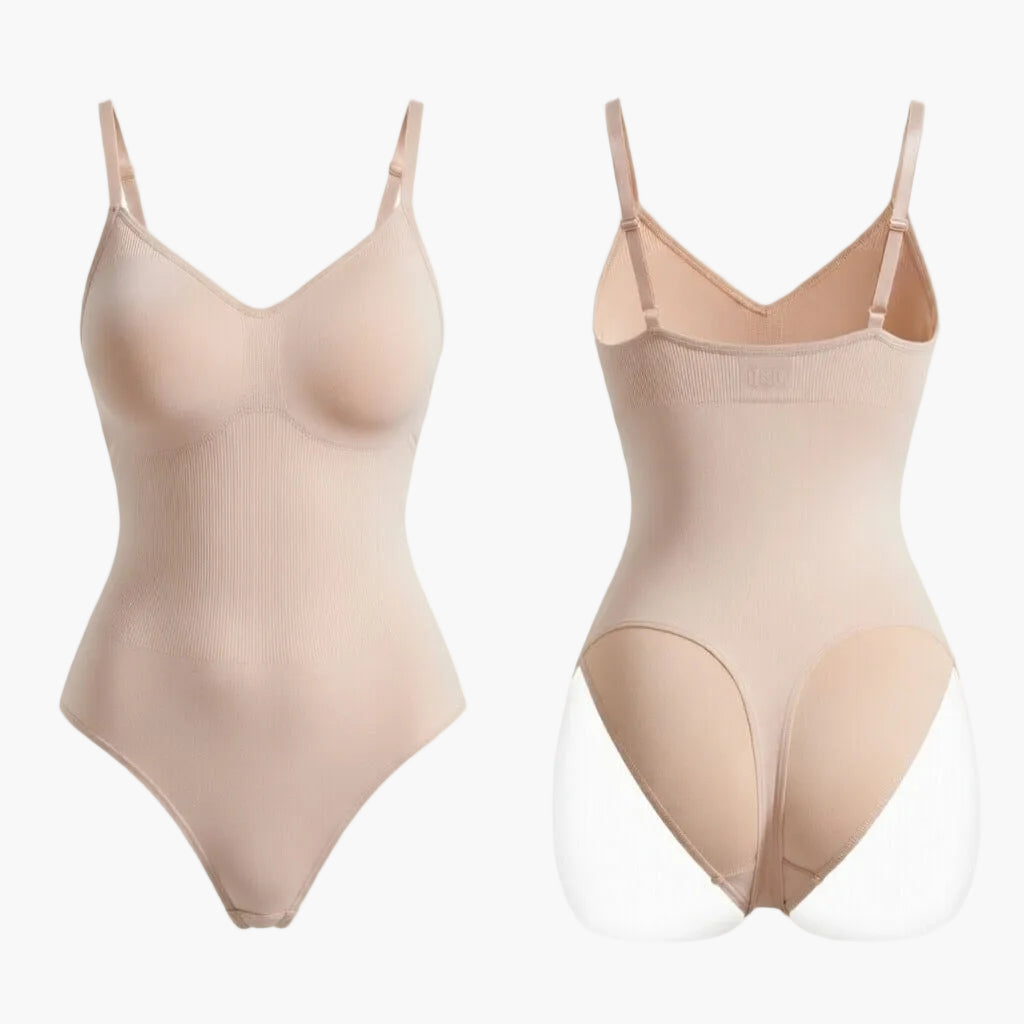 String sculptant Silken™ Curve, body curve, en tissu doux, ajustement serré pour modeler la silhouette, visible en détail.
